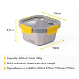 thumbnail of PIKA - Boite alimentaire 600ml en inox et couvercle en verre trempé – Hermétique et légère – Compatible micro-ondes, four, congélateur – MetalShock