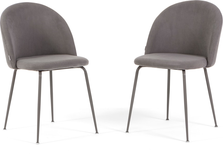 Set aus 2 Innenstühlen aus Cordsamt mit Metallbeinen, gepolstert, ideal für Küche, Esszimmer, Bar oder Restaurant – Sara – Mittelgrau/Taupe