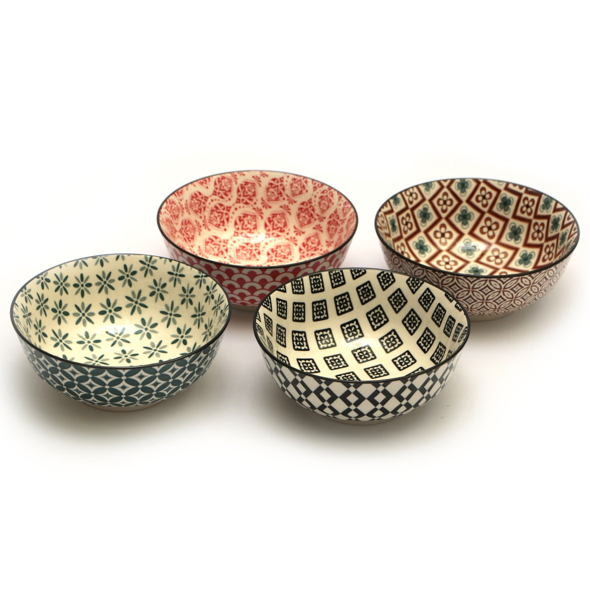 Lioness set 8 coppette in ceramica Mosaik cm 15 H 6,20, in quattro decori assortiti, RH43386-15