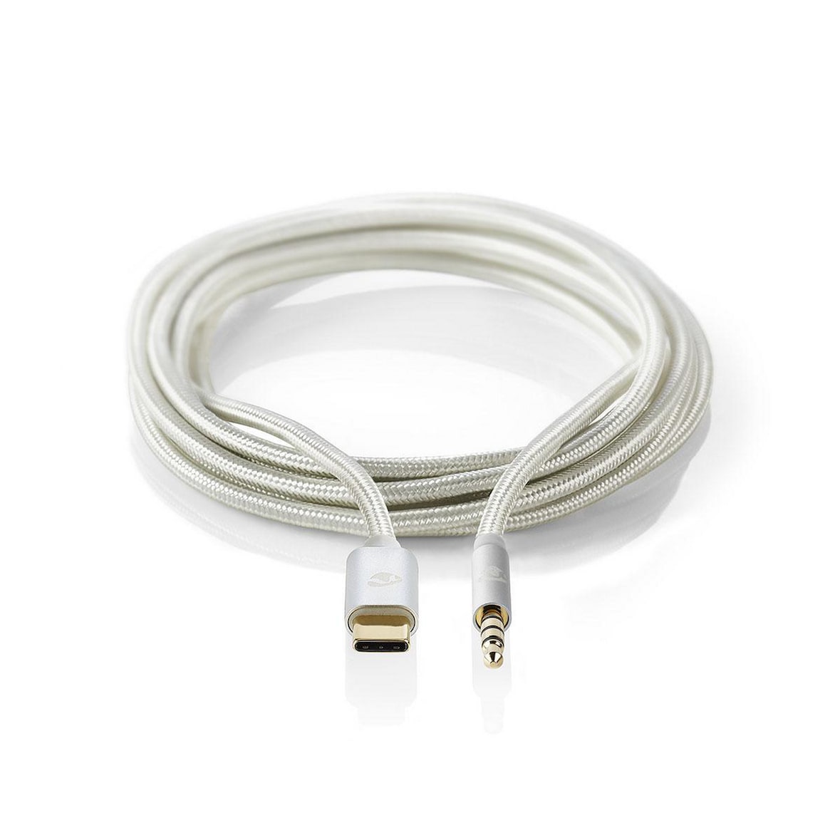 USB-C Adapter - USB 2.0 - USB-C Stecker - 3.5 mm Stecker - 1.00 m - Rund - Vergoldet - Geflochten / Nylon - Aluminium - Verpackung mit Sichtfenster