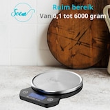 thumbnail of SOEM® Keukenweegschaal Digitaal - Precisie Weegschaal keuken 0,1 - 6kg - Tarra Functie - Inclusief Batterijen - RVS/Zwart
