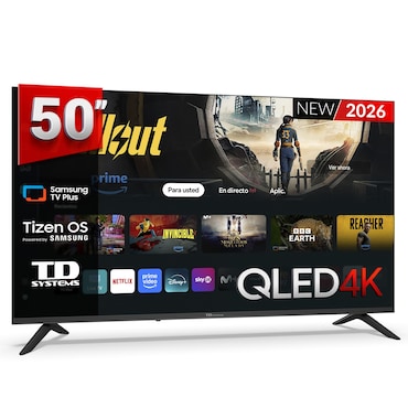 TD Systems - Smart TV 50 pulgadas QLED 4K. Samsung Tizen OS 8.0. Sintonizador triple (DVB-T2/C/S2). Samsung Gaming Hub. TV 2026 - M50QC22TIZEN