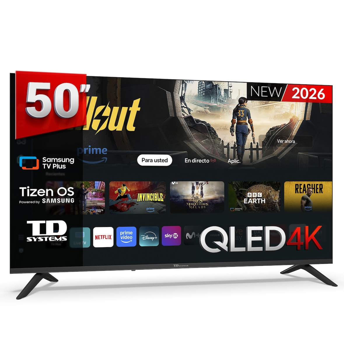 TD Systems - Smart TV 50 pulgadas QLED 4K. Samsung Tizen OS 8.0. Sintonizador triple (DVB-T2/C/S2). Samsung Gaming Hub. TV 2026 - M50QC22TIZEN
