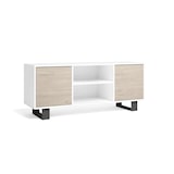 thumbnail of TV-Schrank 140 mit 2 Türen, Wohnzimmer, Modell WIND, Strukturfarbe Weiß, Türen Farbe Eiche, Maße 137x40x57cm hoch. _ TV140WINDBLROTALL