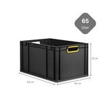 thumbnail of PROREGAL SuperSparSet 10x Eurobox NextGen Color mit Scharnierdeckel & Verschlüssen, HxBxT 32x40x60cm, 65L, Schwarz, Griffe gelb offen, Eurobehälter