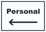 thumbnail of Personal Schild mit Text und Richtungspfeil links waagerecht A2 (420x594mm)