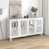thumbnail of Merax Sideboard mit Spiegelelementen und geometrischem Trellis-Muster, Kommode mit Spiegelfront, Anrichte mit großem Stauraum