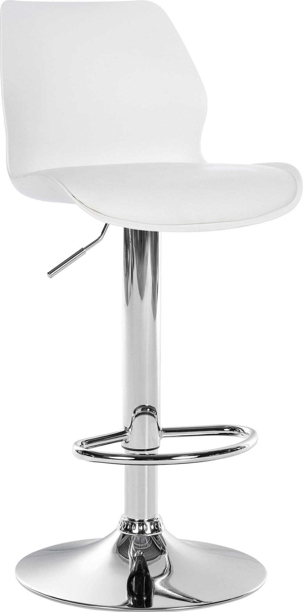 Décoshop26 - Barhocker x1 mit Fußstütze höhenverstellbar drehbar aus weißem PVC Kunststoff und Metall 10_0005616