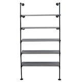 thumbnail of Scaffale libreria industriale HWC-C45 metallo legno di paulonia 5 ripiani 28x80x165cm grigio
