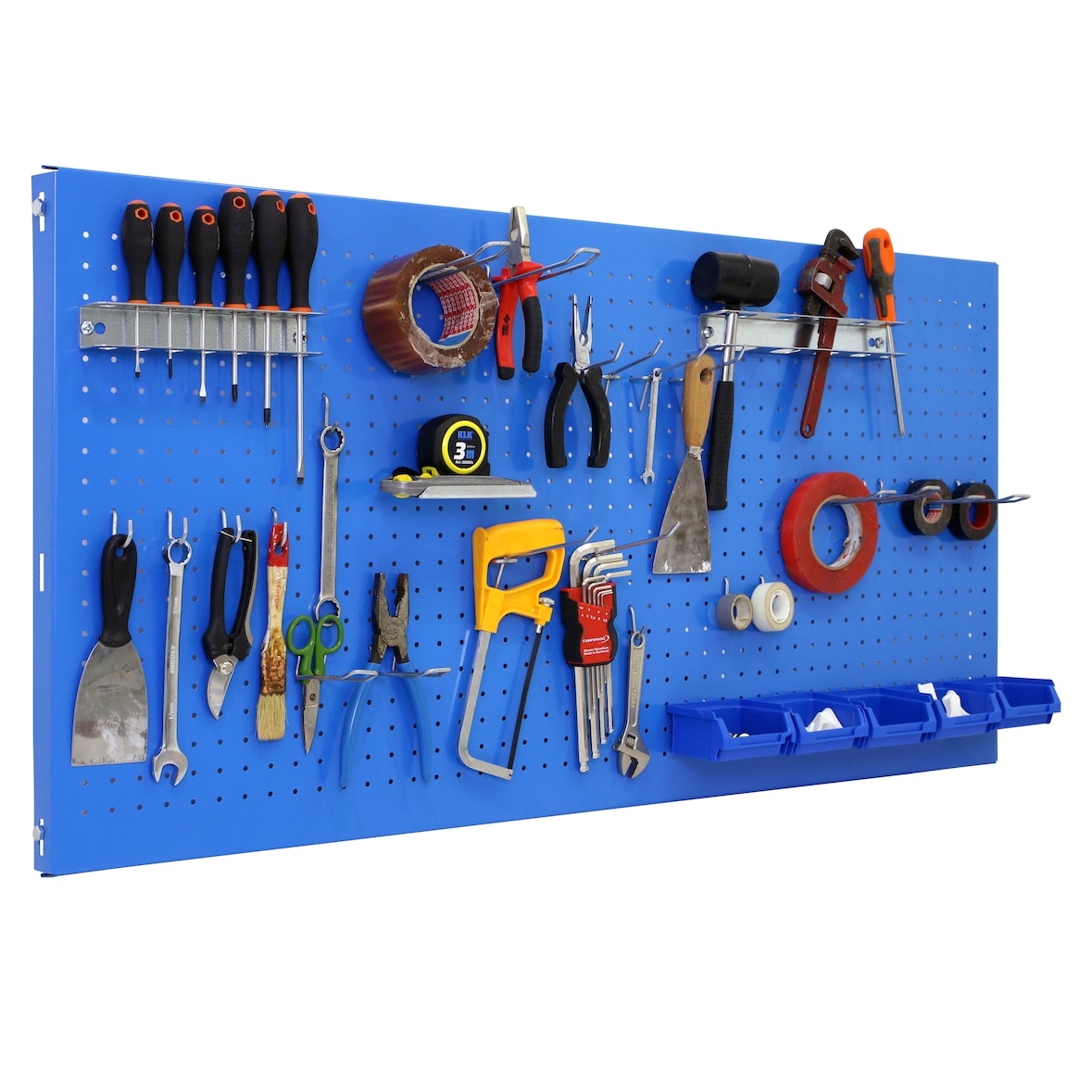 SimonRack Organizador Herramientas Pared, 600x1500x35 mm, Incluye 30 accesorios, Azul - Panel Click
