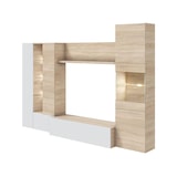 thumbnail of Parete Attrezzata Mobile Soggiorno TV Salotto Base Televisione Con Scaffali Illuminati LED Sala Pranzo Design Moderno 260x185x42 cm Bianco Rovere