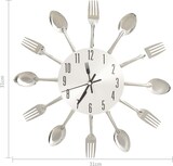 thumbnail of vidaXL Wanduhr mit Löffel und Gabel Design Silbern 31 cm Aluminium