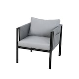 thumbnail of Möbilia 4-tlg. Garten-Sitzgruppe | 2-Sitzer, 2 Sesse, 1 Couchtisch | Stahl schwarz, Glas und Olefin in grau | 28020040 | Serie GARTEN