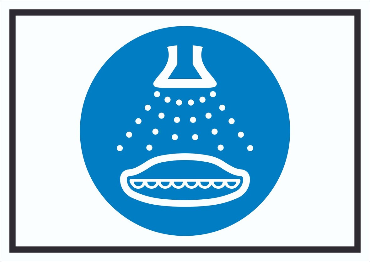 Wassersprühanlage einschalten beim Aussetzvorgang Symbol Schild A2 (420x594mm)