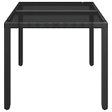 thumbnail of Mesa de jardín superficie de vidrio ratán PE negro 90x90x75 cm