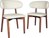 thumbnail of Merax 2er Set Esszimmerstühle, Beige PU, Massivholzstuhl mit Walnussfarbenem Holzrahmen, gepolsterter Sitzfläche & ergonomischer Rückenlehne