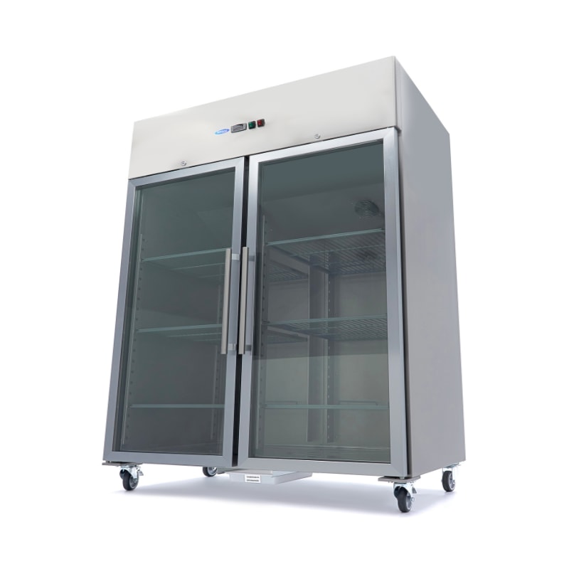 Gefrierschrank - 1200L - 6 verstellbare Einlegeböden (2/1 GN) - Edelstahl - mit Glastür