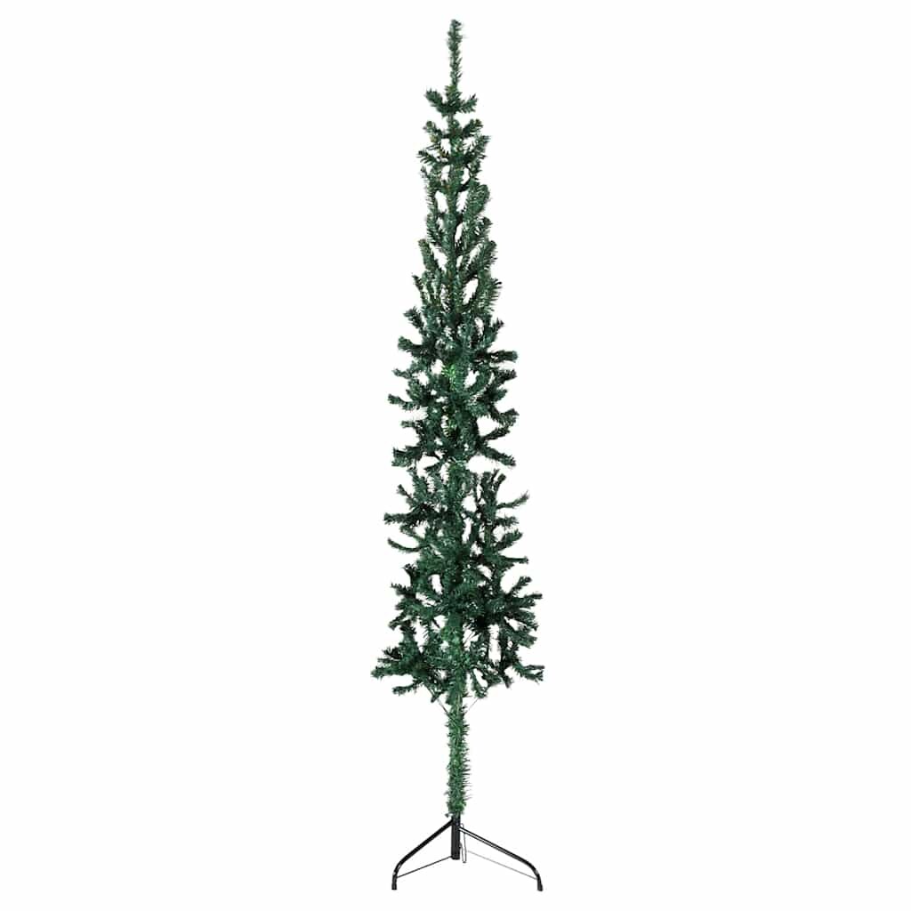vidaXL Künstlicher Halb-Weihnachtsbaum mit Ständer Schlank Grün 240 cm