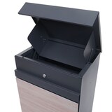 thumbnail of Paketkasten HWC-K41, Paketbox Paketfach Paketstation Briefkasten, Metall ~ verzinkt anthrazit-Holzoptik