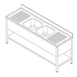 thumbnail of Mueble fregadero Combisteel con 2 cubetas centrales y base de acero inoxidable 2000x700x850mm