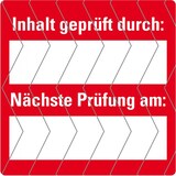 thumbnail of Aufkleber I Siegel Inhalt geprüft durch:, rot/weiß, Folie, selbstklebend, 40x40mm, 12/Bogen