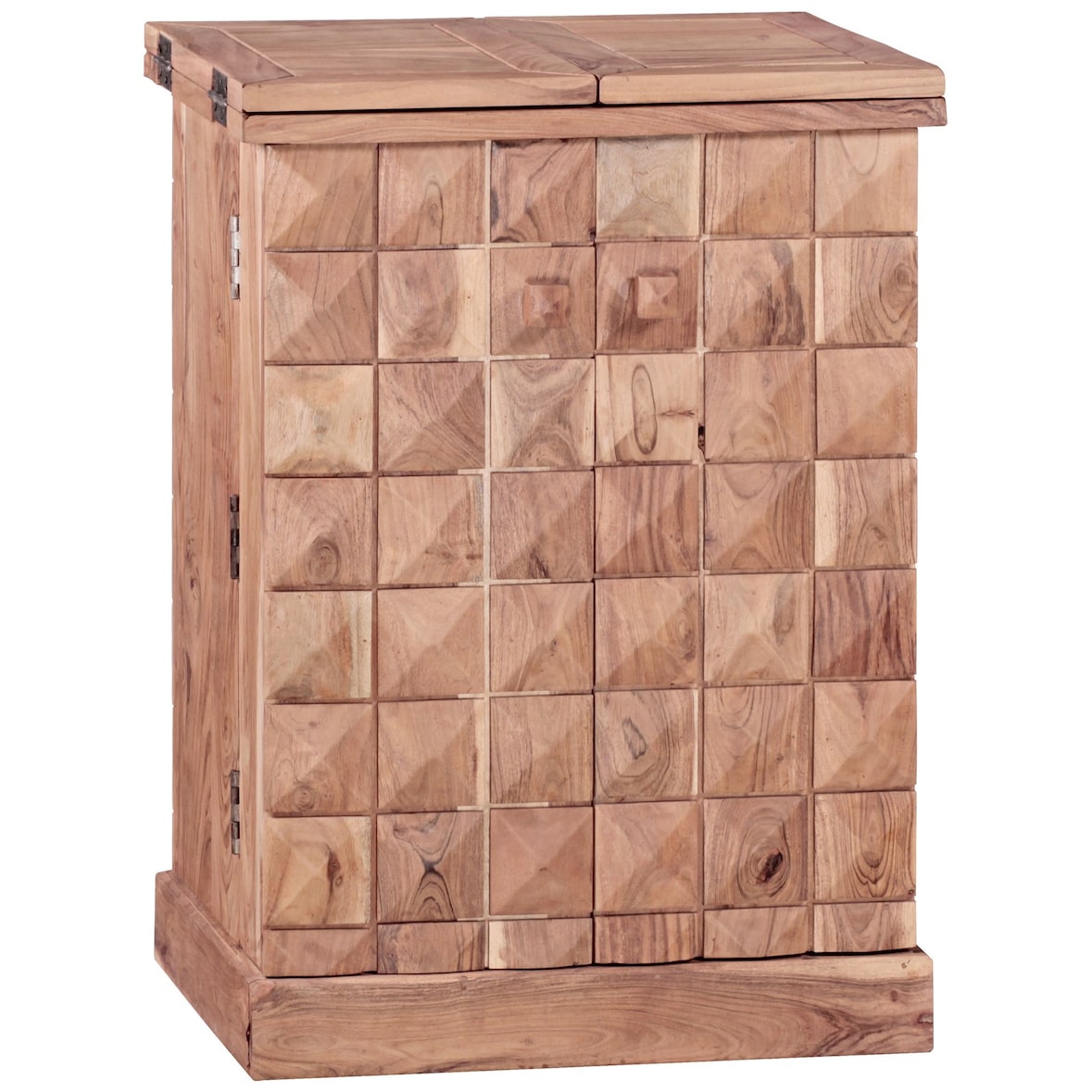 Hausbar Akazie Massivholz 65x91x50 cm Weinbar ausklappbar, Kleine Bar modern, Barschrank mit Türen, Spirituosenschrank mit Aufbewahrung für Flaschen