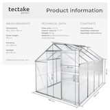 thumbnail of tectake Serre en aluminium, résistant aux UV, 185x250x195cm 250 x 185 x 195 cm Blanc Transparent