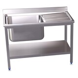 thumbnail of Fregadero con soporte, entrepaño, cubeta a la derecha y escurridor