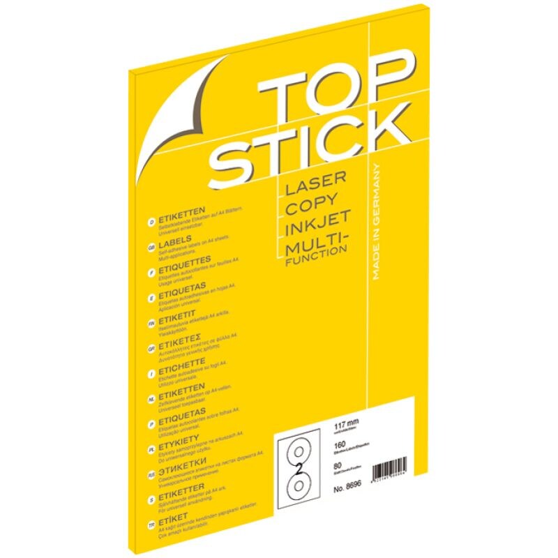 TOP STICK CD-Etiketten Maxi, Durchmesser: 117 mm, weiß