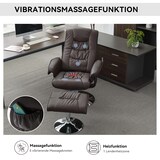 thumbnail of Massagesessel Relaxsessel mit Liegefunktion 5-Punkt-Massage Heizfunktion Drehbar PU Leder Fußhocker 79x79x106 Braun