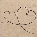 thumbnail of 200 Servietten, 3-lagig 1/4-Falz 33 cm x 33 cm natur `Love` aus recyceltem Papier