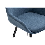thumbnail of SalesFever Esstischgruppe 5-tlg., 160x90cm, Platte Akazie 26mm nussbaum, Metallgestell schwarz, 4 Armlehnstühle Strukturstoff, dunkelblau–schwarz