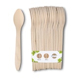 thumbnail of BIOZOYG 100 Stück Löffel 18cm aus Holz, Einwegbesteck, umweltfreundliche Einweglöffel mit Biobeschichtung, kompostierbare Holzlöffel