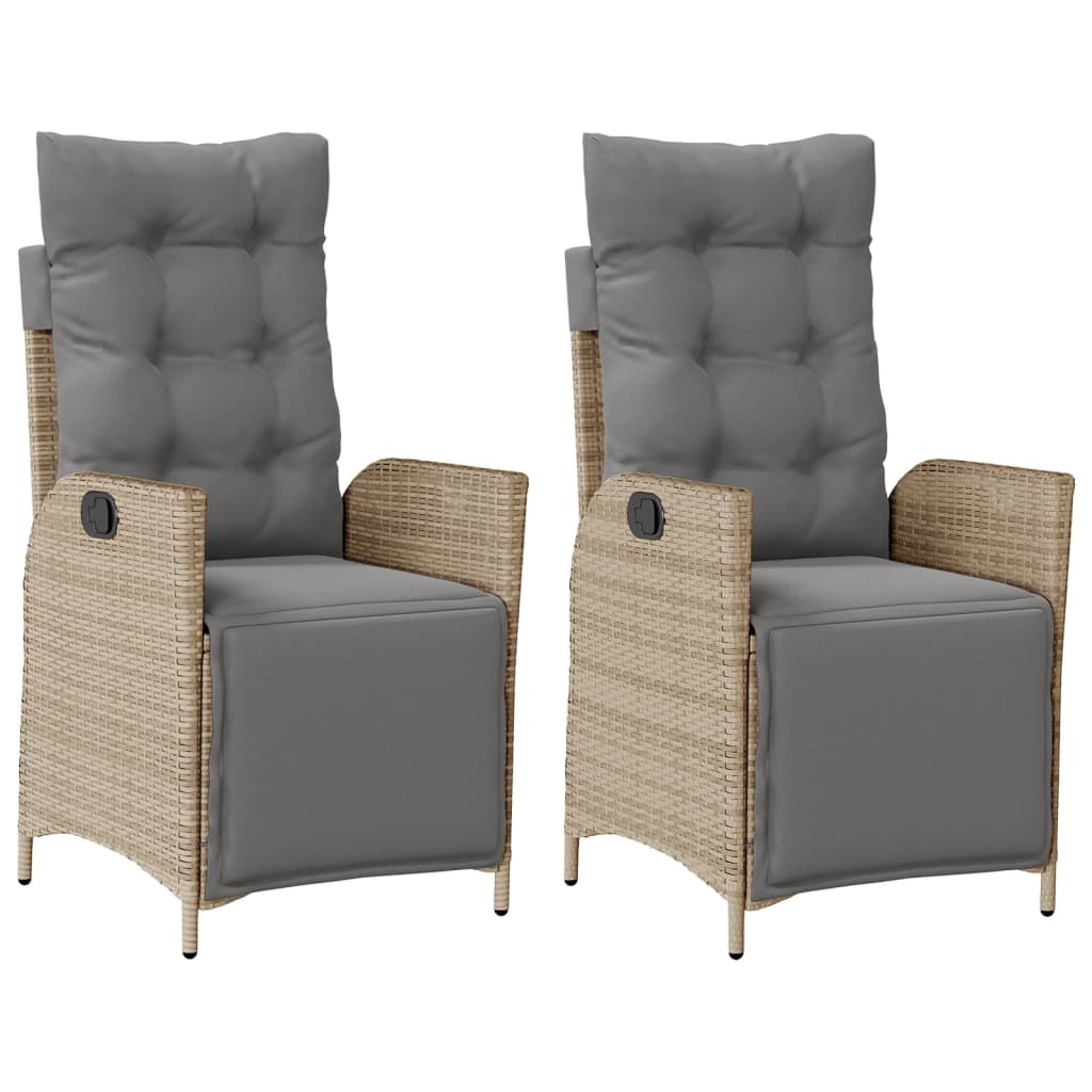 vidaXL Tuinstoelen 2 st verstelbaar voetensteun poly rattan beige mix