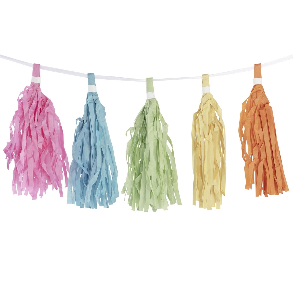 VEPATIM Tassel-Girlande "Pastellfarben" aus Papier schwer entflammbar 3m