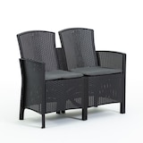 thumbnail of Ensemble de jardin en résine effet rotin, un canapé, 2 fauteuils, une table coffre – confortable, résistant, pour porche, terrasse ou jardin – LUGANO