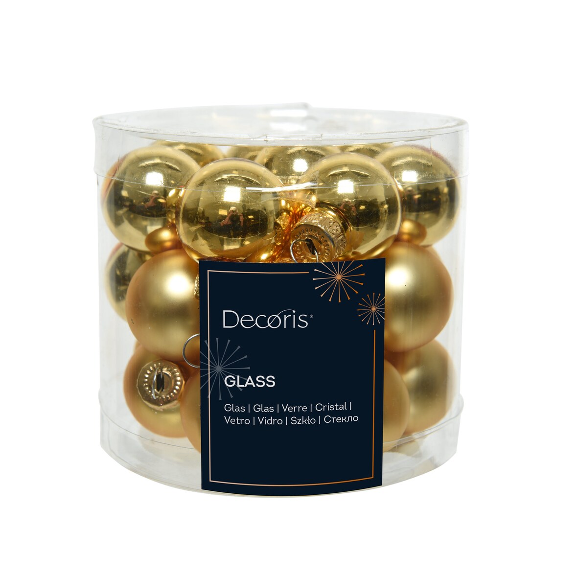 24 Weihnachtskugeln 25mm Glas mini Christbaumkugeln Spiegelbeeren 3cm gold