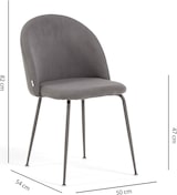 thumbnail of Set aus 2 Innenstühlen aus Cordsamt mit Metallbeinen, gepolstert, ideal für Küche, Esszimmer, Bar oder Restaurant – Sara – Mittelgrau/Taupe