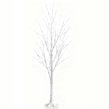 COSTWAY Albero Luce LED 120 cm, Betulla con Luci LED Bianco Caldo, Albero di Natale Artificiale