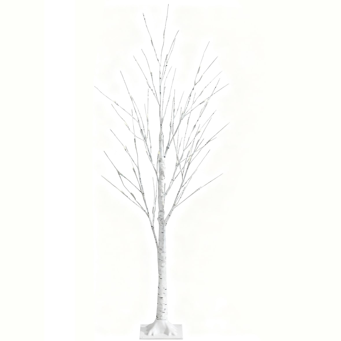 COSTWAY Albero Luce LED 120 cm, Betulla con Luci LED Bianco Caldo, Albero di Natale Artificiale