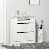 thumbnail of Mueble Zapatero de 2 Puertas Zapatero Estrecho para 16 Pares de Zapatos con Cajón Estante y Encimera de Vidrio para Pasillo Entrada 89x23x96 cm Blanco