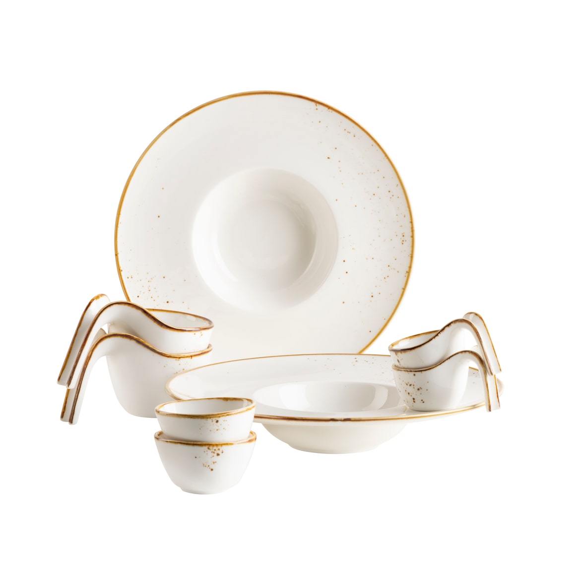 MÄSER Gourmetset 8-tlg. WEISS mit braunen Punkten, postsicher, Serie PINTAR