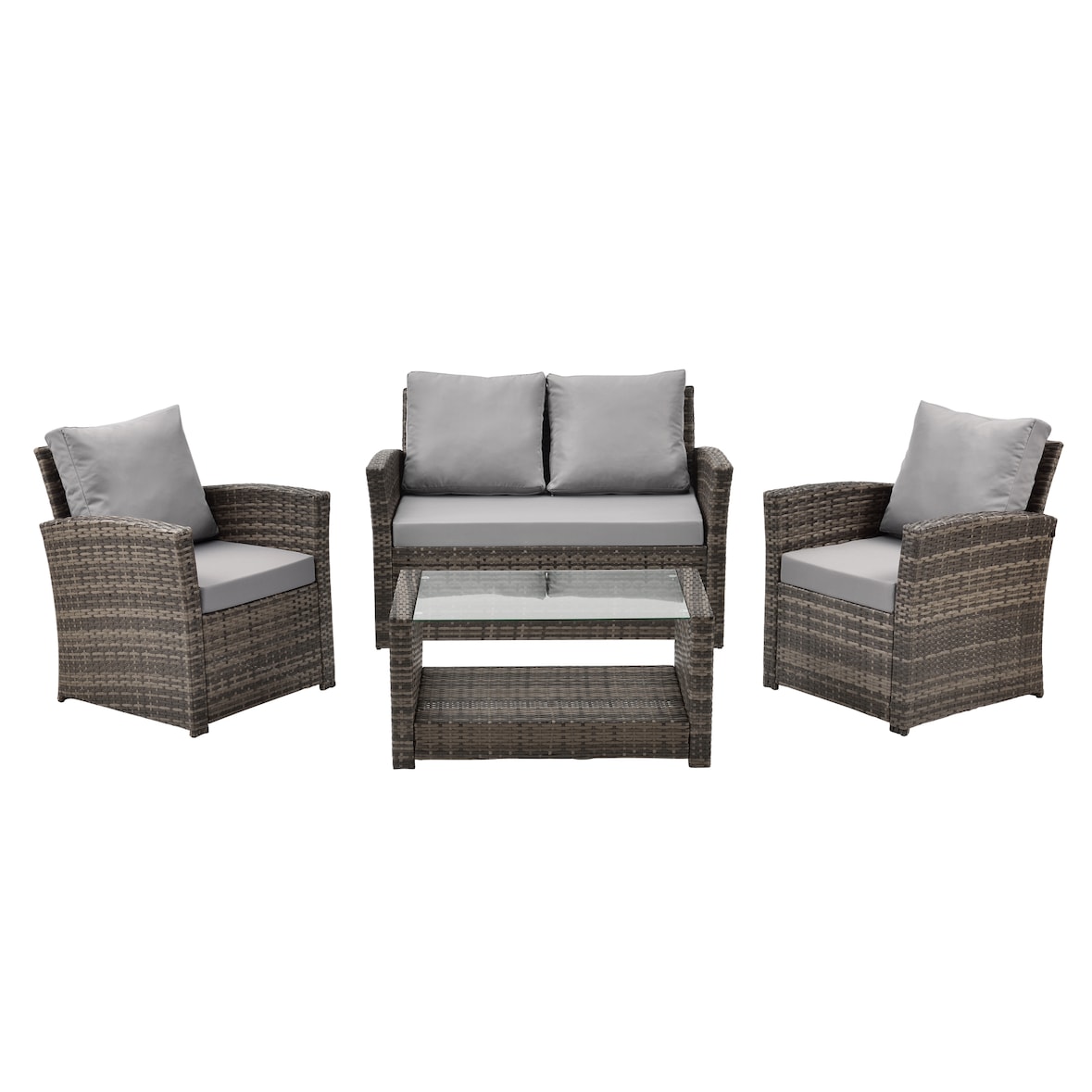 SVITA ROMA Polyrattan Lounge Rattan Garten Möbel Set Essgruppe mit Tisch Braun