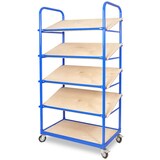 thumbnail of Schrägboden-Regalwagen mit 5 Ebenen, BxTxH 1050x500x1880 mm, 4 Lenkrollen, 2 Rollen mit Feststellbremse mit 10 Euroboxen BxTxH 600x400x220 mm