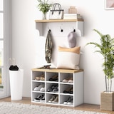 thumbnail of Móvel Cabide de Entrada com Banco Sapateira 2 em 1 Móveis de Entrada com 3 Ganchos 75x30x50 cm e 75x20x22,5 cm Branco