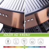 thumbnail of Adler AD 4404CR Cafetera Espresso Manual 15 bares 1,6 L, Brazo Doble Salida, Espumador Leche, Calientatazas, 850W, Cobre