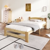thumbnail of Merax Massivholzbett, Einzelbett Futonbett mit Kopfteil und Lattenrost 90x200cm, Natur