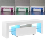 thumbnail of Helloshop26 - Meuble TV avec éclairage LED multicolore banc support design avec étagères 130 cm blanc 03_0005859