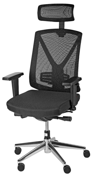 SIGMA Chaise de bureau EC901, plastique, hauteur d'assise réglable, appuie-tête, noir