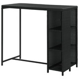 thumbnail of vidaXL Bartisch mit Regal Schwarz 120x60x110 cm Poly Rattan